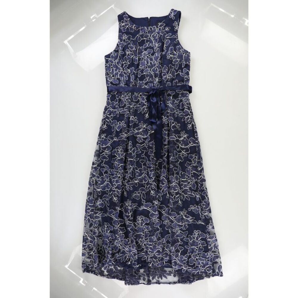 ALEX & EVE Womens Embroidered Cocktail Dress, Blue, 8, DM